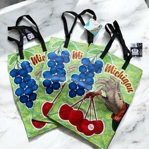 Trader Joe’s Colorful Michigan Tote Bags. Lot of 3. NWT